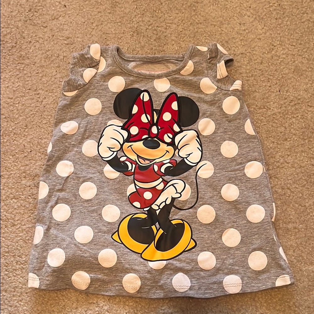Disney Minnie Mouse Gray Polka Dot Kids Shirt
